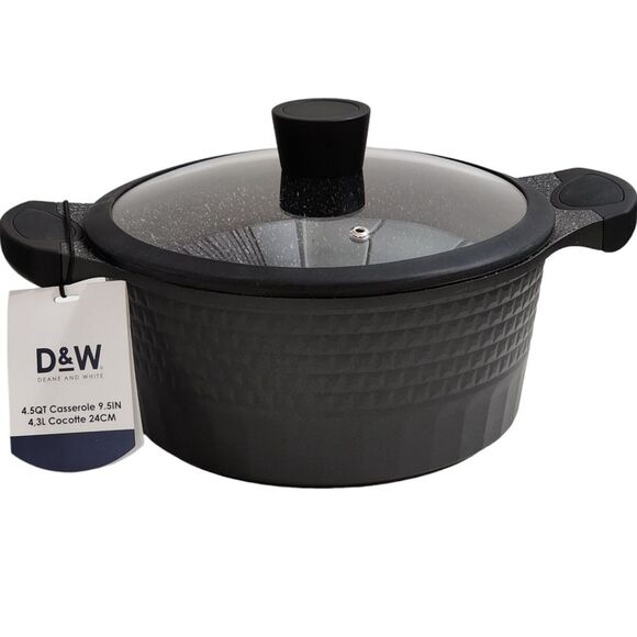 D&W Deane And White Cookware 9.5" Nonstick Casserole Pot With Lid 4.5QT Black - Picture 16 of 16